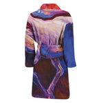 Colorful Horse Portrait Print Men's Bathrobe
