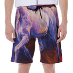 Colorful Horse Portrait Print Men's Beach Shorts