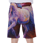 Colorful Horse Portrait Print Men's Beach Shorts
