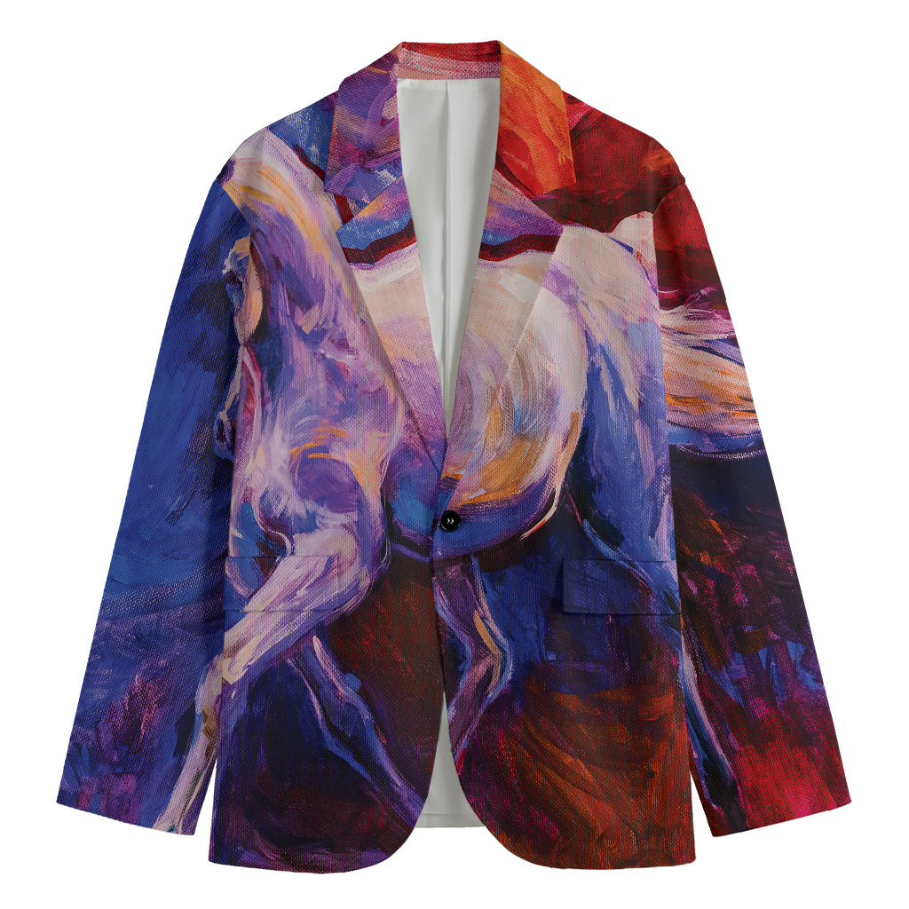 Colorful Horse Portrait Print Men's Blazer