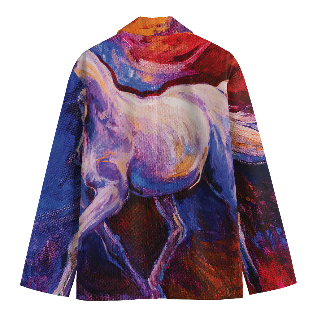 Colorful Horse Portrait Print Men's Blazer