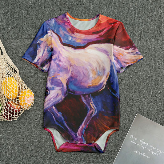 Colorful Horse Portrait Print Men's Bodysuit