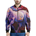 Colorful Horse Portrait Print Men's Bomber Jacket