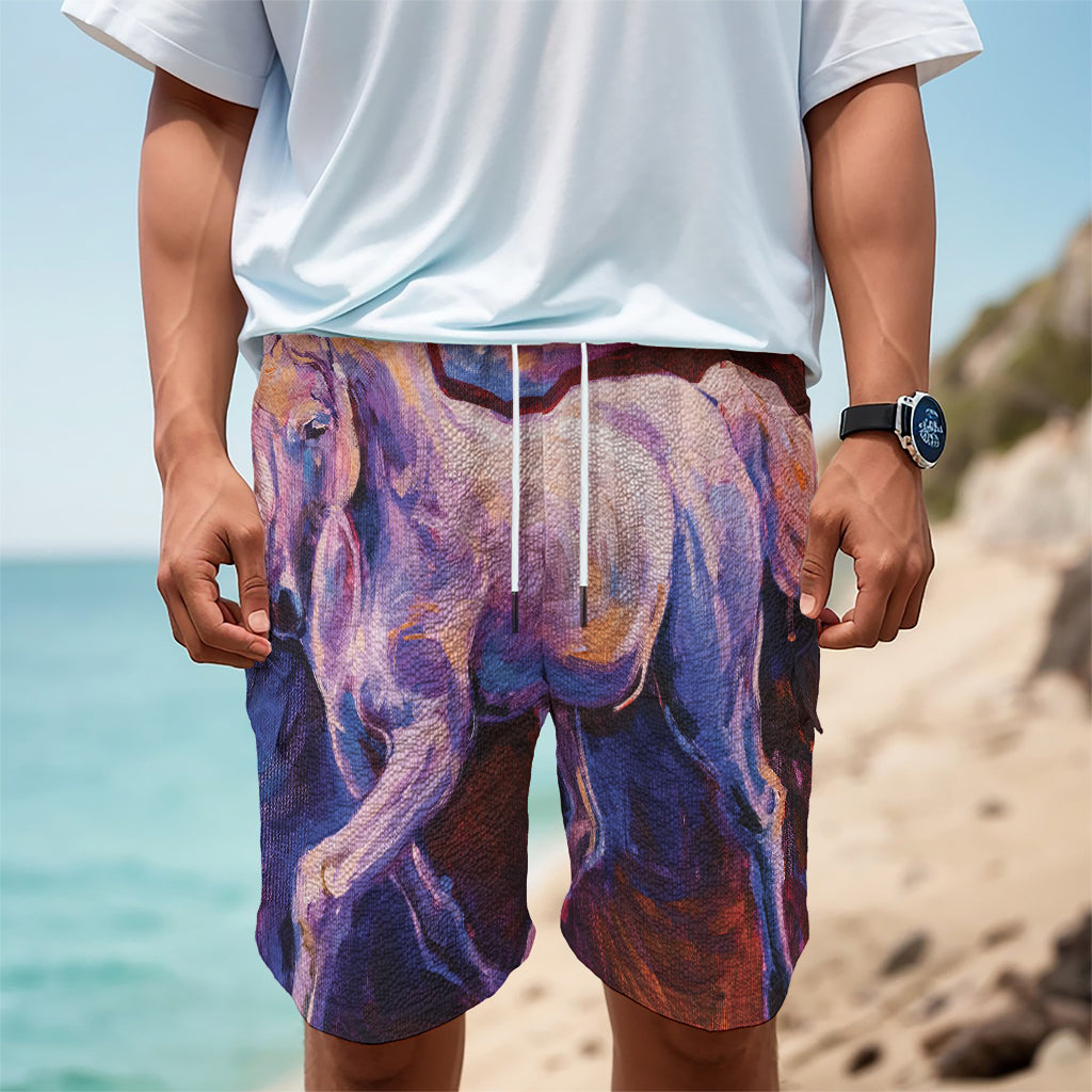 Colorful Horse Portrait Print Men's Cargo Shorts