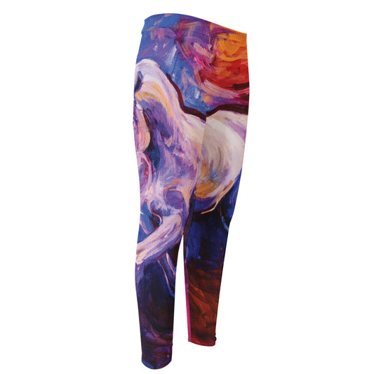 Colorful Horse Portrait Print Men's Compression Pants
