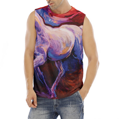 Colorful Horse Portrait Print Men's Fitness Tank Top