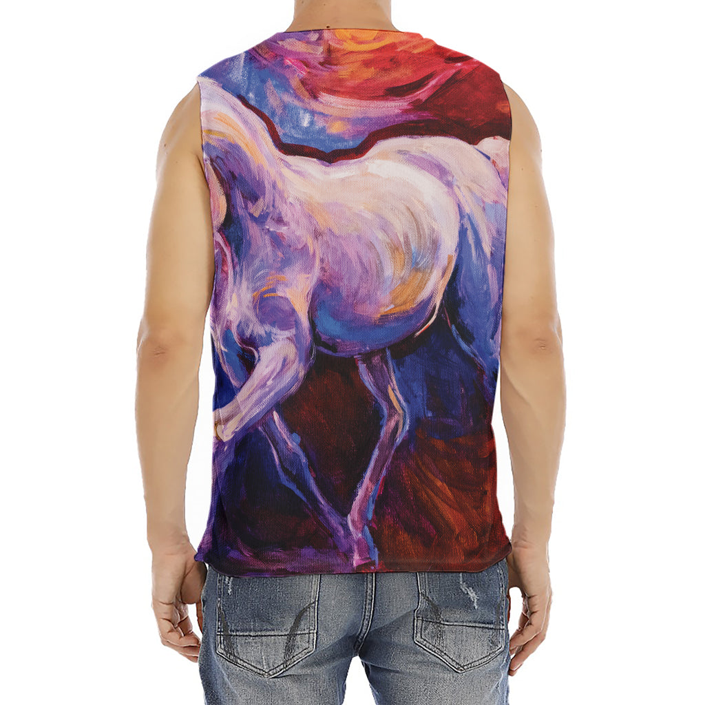 Colorful Horse Portrait Print Men's Fitness Tank Top