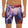 Colorful Horse Portrait Print Men's Long Boxer Briefs