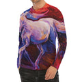 Colorful Horse Portrait Print Men's Long Sleeve Rash Guard