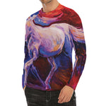 Colorful Horse Portrait Print Men's Long Sleeve Rash Guard