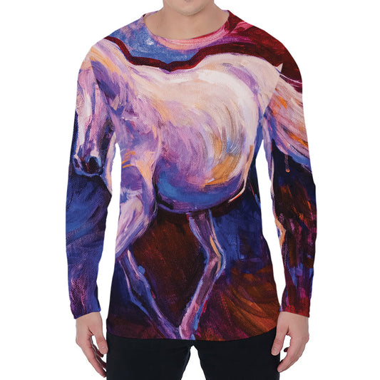 Colorful Horse Portrait Print Men's Long Sleeve T-Shirt