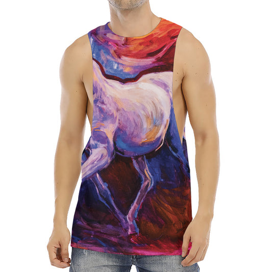 Colorful Horse Portrait Print Men's Muscle Tank Top