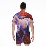 Colorful Horse Portrait Print Men's Rompers