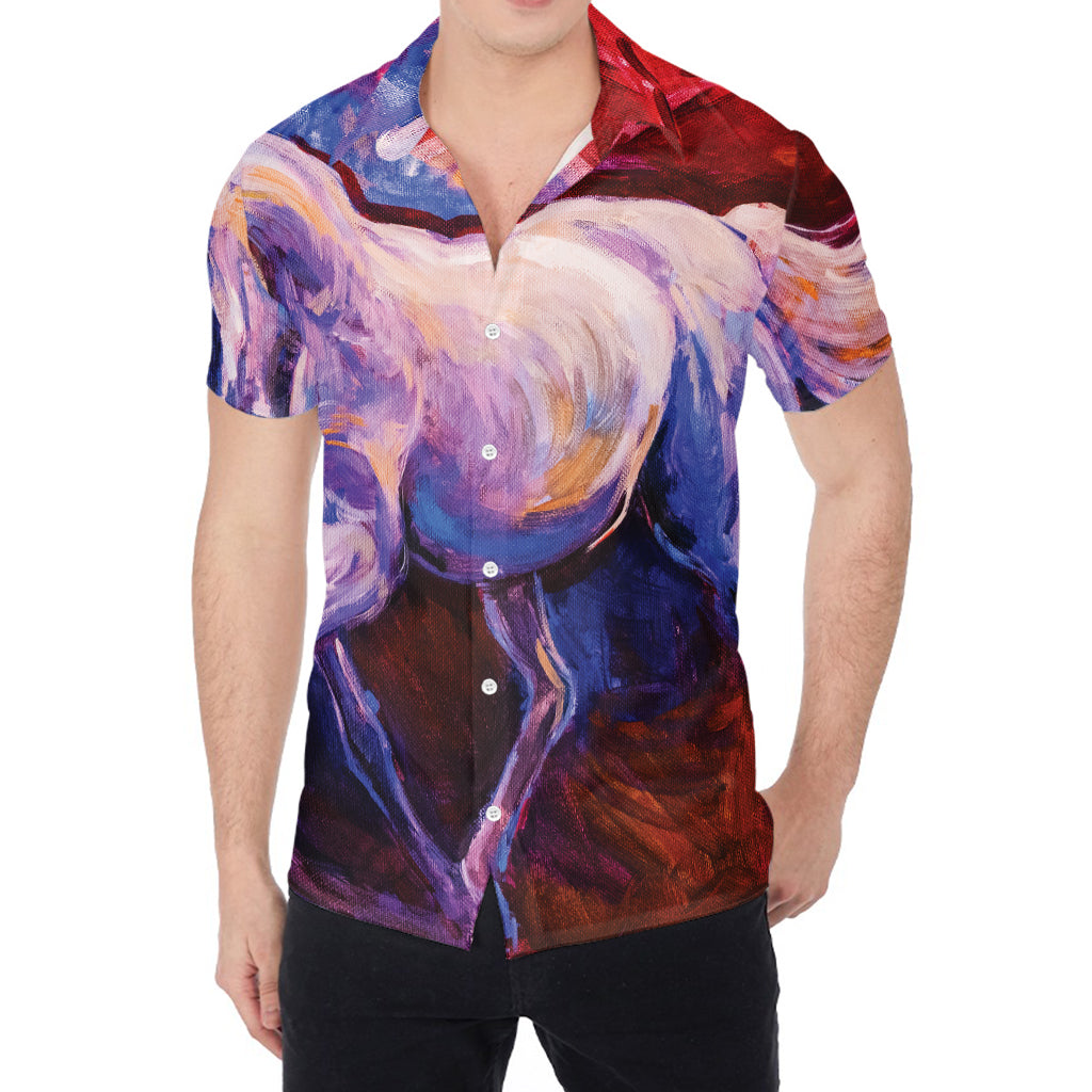Colorful Horse Portrait Print Men's Shirt