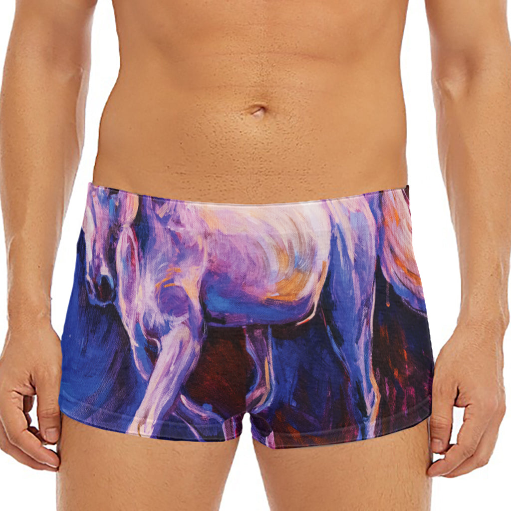 Colorful Horse Portrait Print Men's Short Boxer Briefs