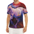 Colorful Horse Portrait Print Men's Short Sleeve Rash Guard