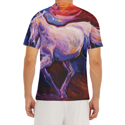 Colorful Horse Portrait Print Men's Short Sleeve Rash Guard