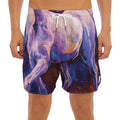 Colorful Horse Portrait Print Men's Split Running Shorts