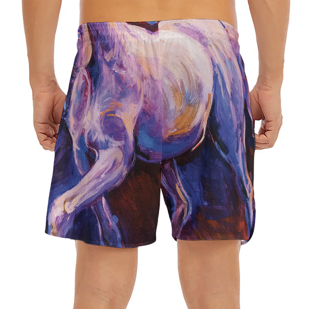 Colorful Horse Portrait Print Men's Split Running Shorts