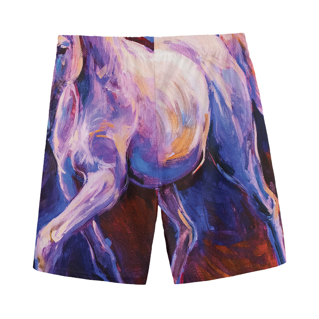 Colorful Horse Portrait Print Men's Sports Shorts