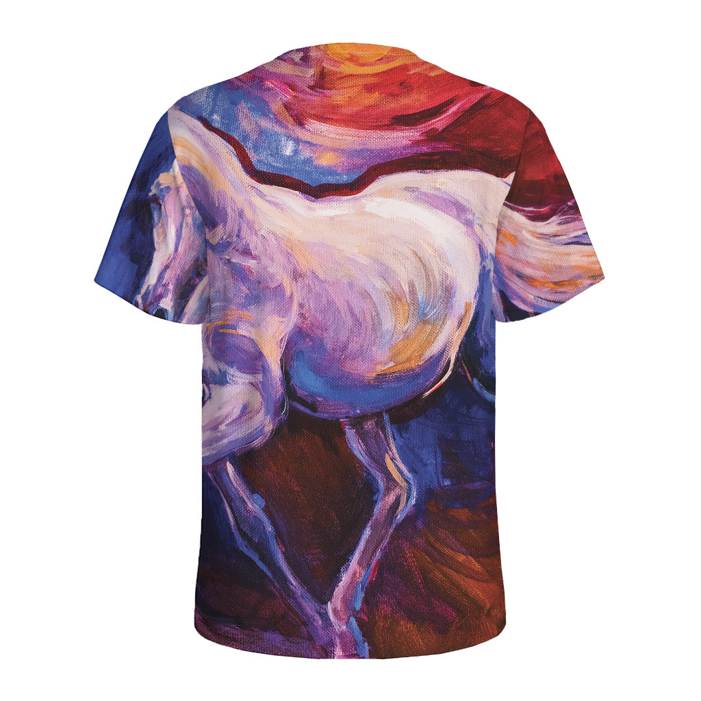 Colorful Horse Portrait Print Men's Sports T-Shirt