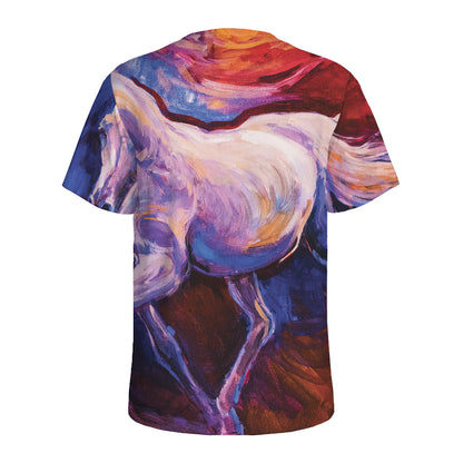 Colorful Horse Portrait Print Men's Sports T-Shirt