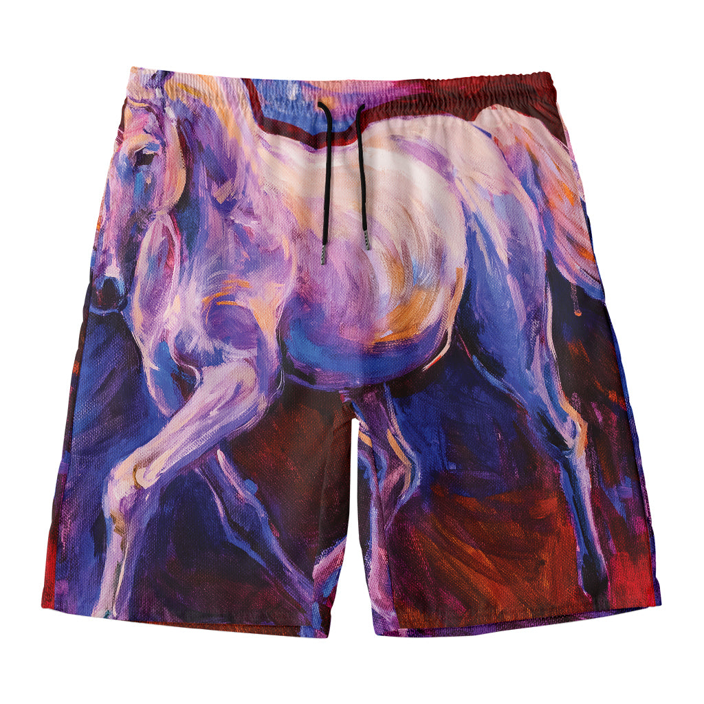 Colorful Horse Portrait Print Men's Swim Trunks