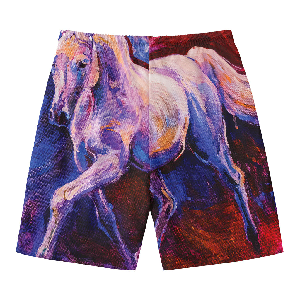 Colorful Horse Portrait Print Men's Swim Trunks