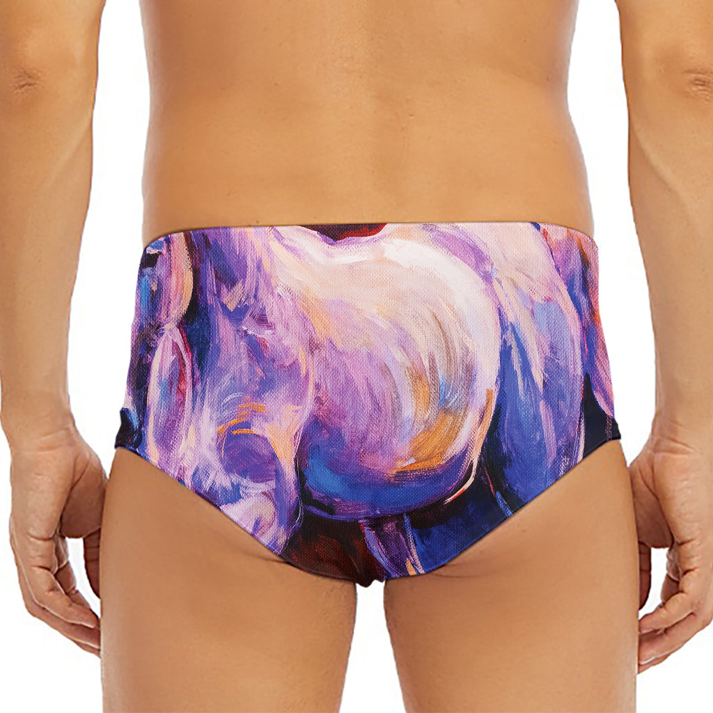 Colorful Horse Portrait Print Men's Triangle Swim Briefs