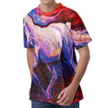 Colorful Horse Portrait Print Men's Velvet T-Shirt