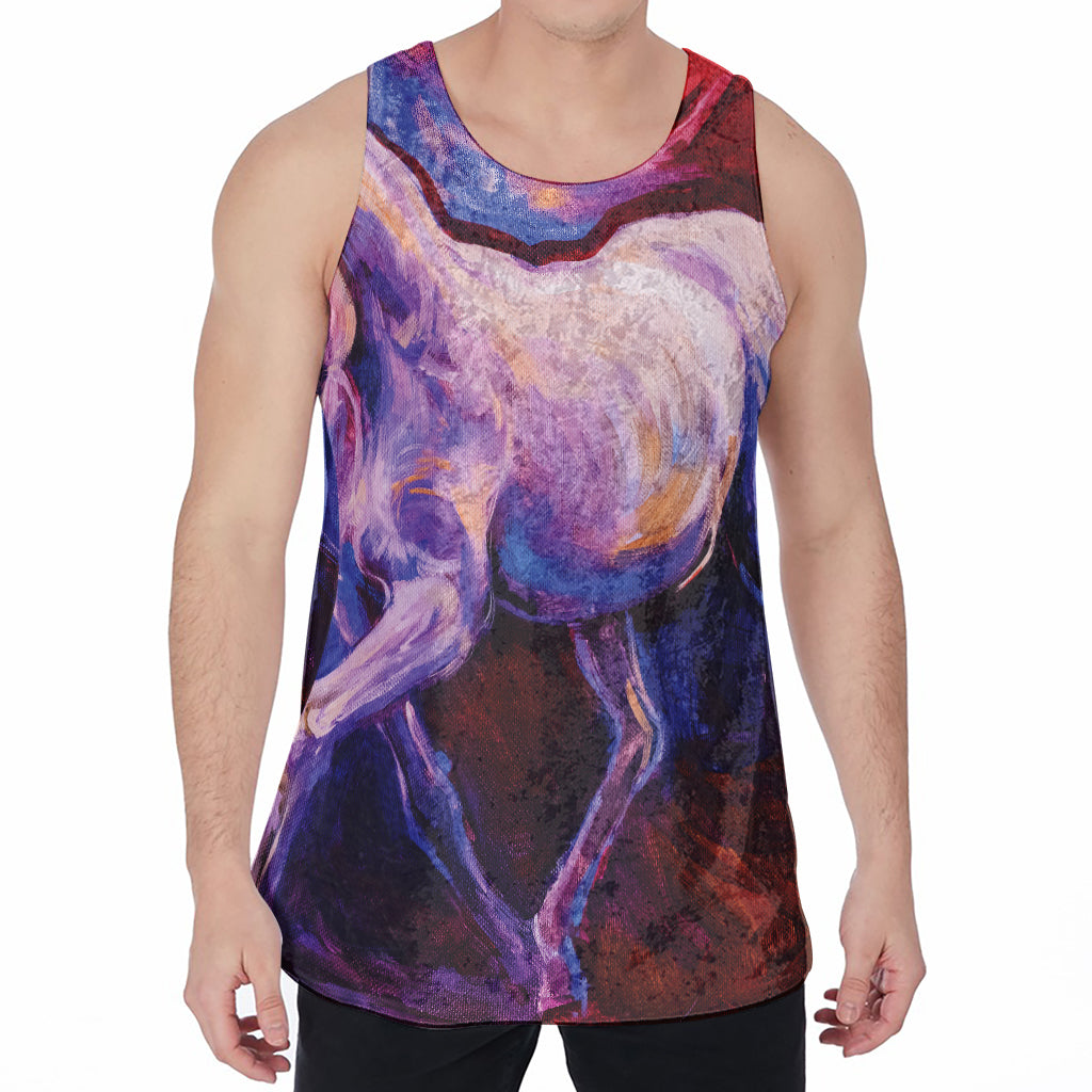Colorful Horse Portrait Print Men's Velvet Tank Top