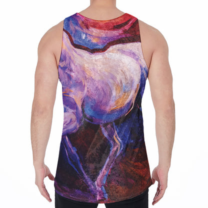 Colorful Horse Portrait Print Men's Velvet Tank Top