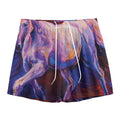Colorful Horse Portrait Print Mesh Shorts