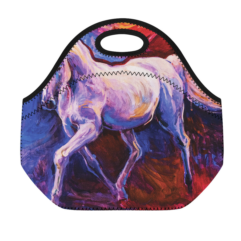 Colorful Horse Portrait Print Neoprene Lunch Bag