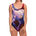 Colorful Horse Portrait Print One Piece Swimsuit