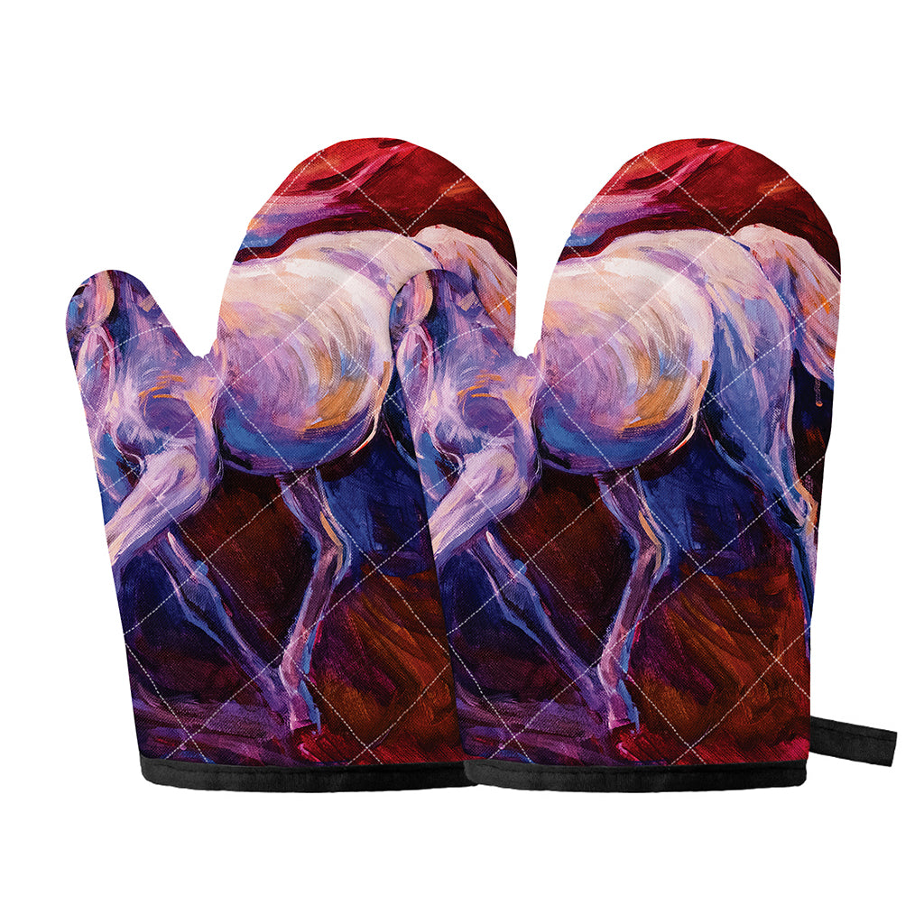 Colorful Horse Portrait Print Oven Mitts