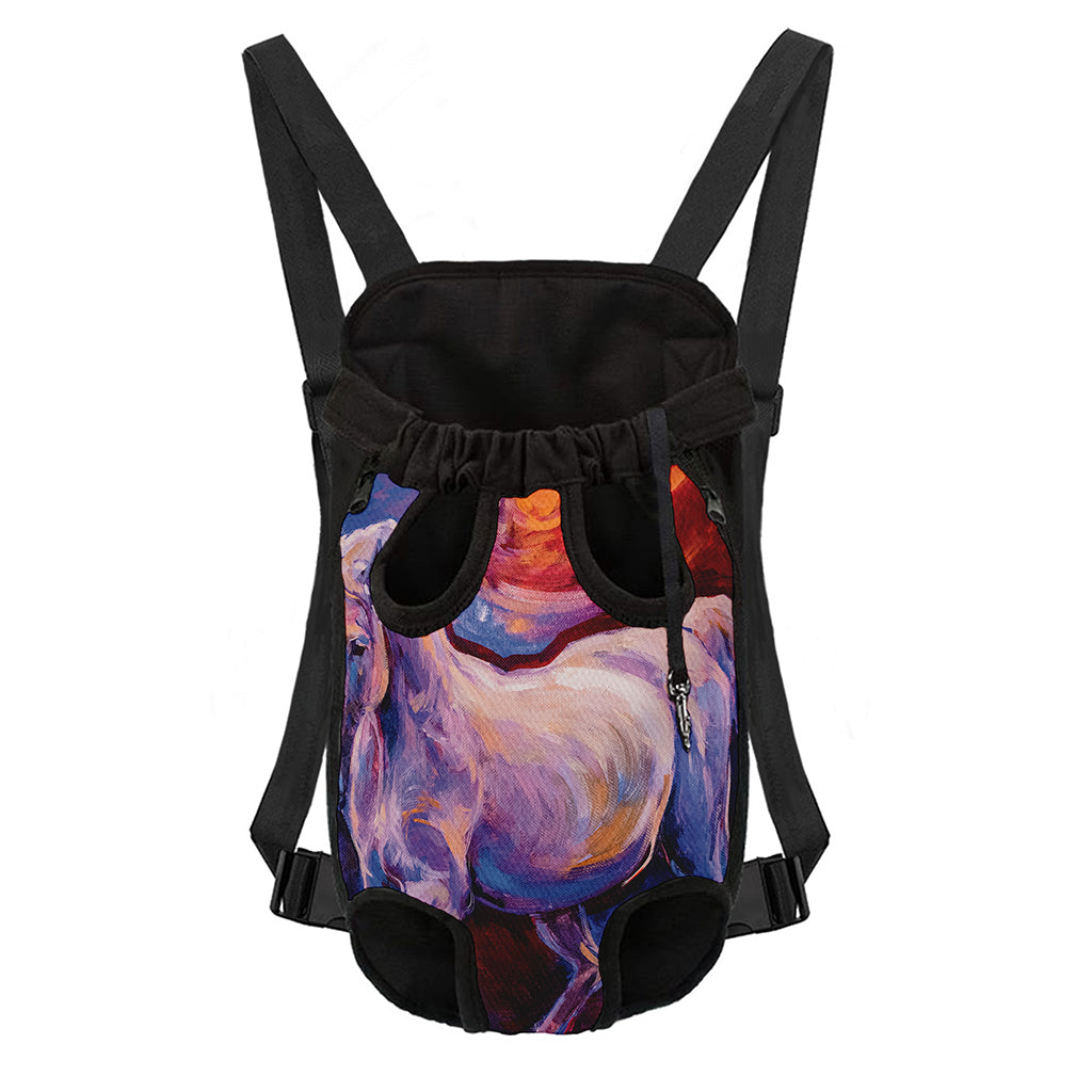 Colorful Horse Portrait Print Pet Carrier Backpack