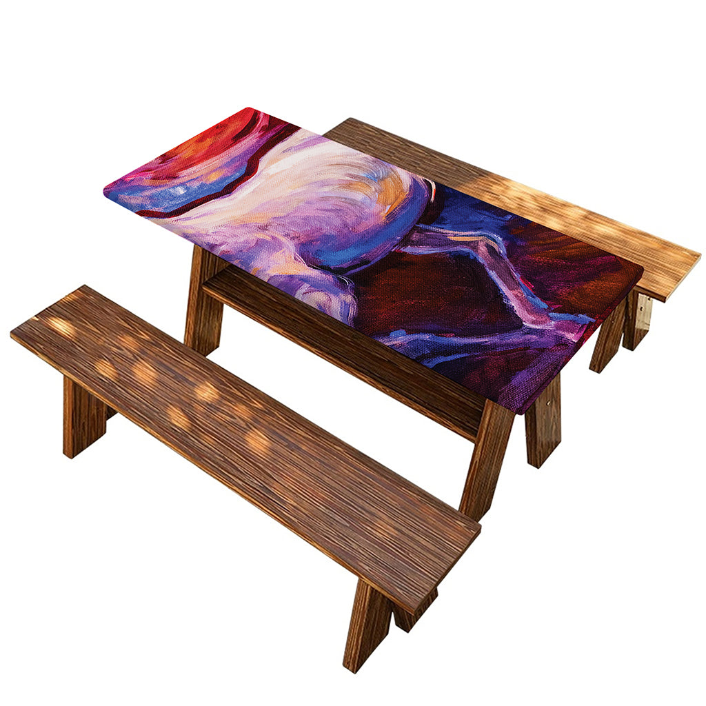 Colorful Horse Portrait Print Picnic Table Cover