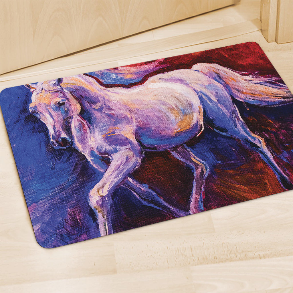 Colorful Horse Portrait Print Polyester Doormat