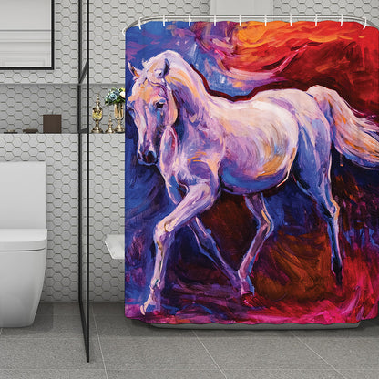 Colorful Horse Portrait Print Polyester Shower Curtain