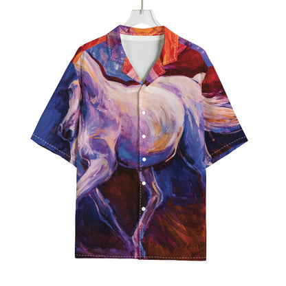 Colorful Horse Portrait Print Rayon Hawaiian Shirt
