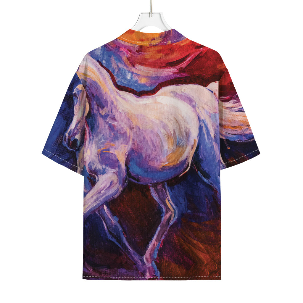 Colorful Horse Portrait Print Rayon Hawaiian Shirt