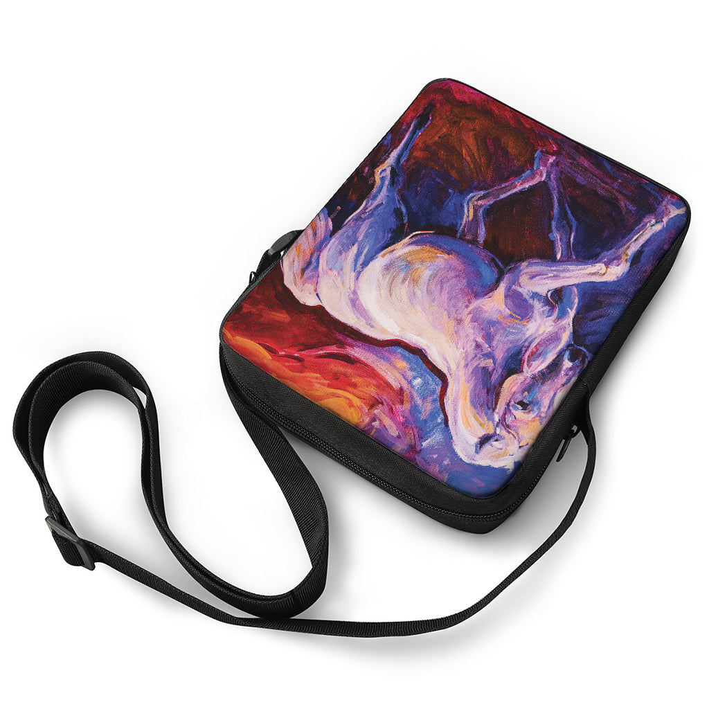 Colorful Horse Portrait Print Rectangular Crossbody Bag