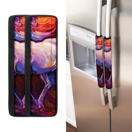 Colorful Horse Portrait Print Refrigerator Handle Covers