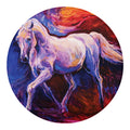 Colorful Horse Portrait Print Round Blanket