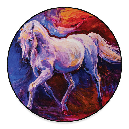 Colorful Horse Portrait Print Round Floor Mat