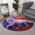 Colorful Horse Portrait Print Round Rug