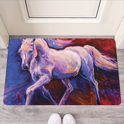 Colorful Horse Portrait Print Rubber Doormat