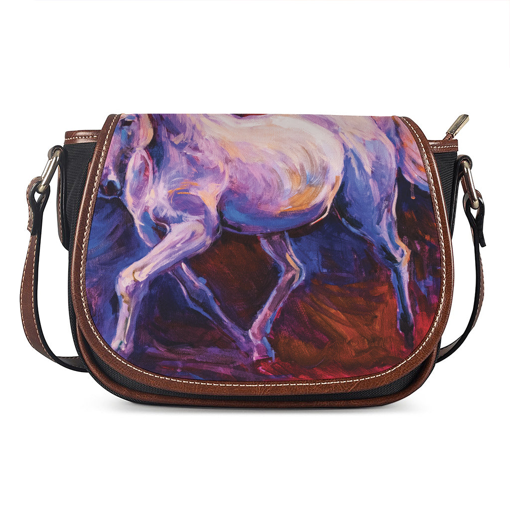 Colorful Horse Portrait Print Saddle Bag
