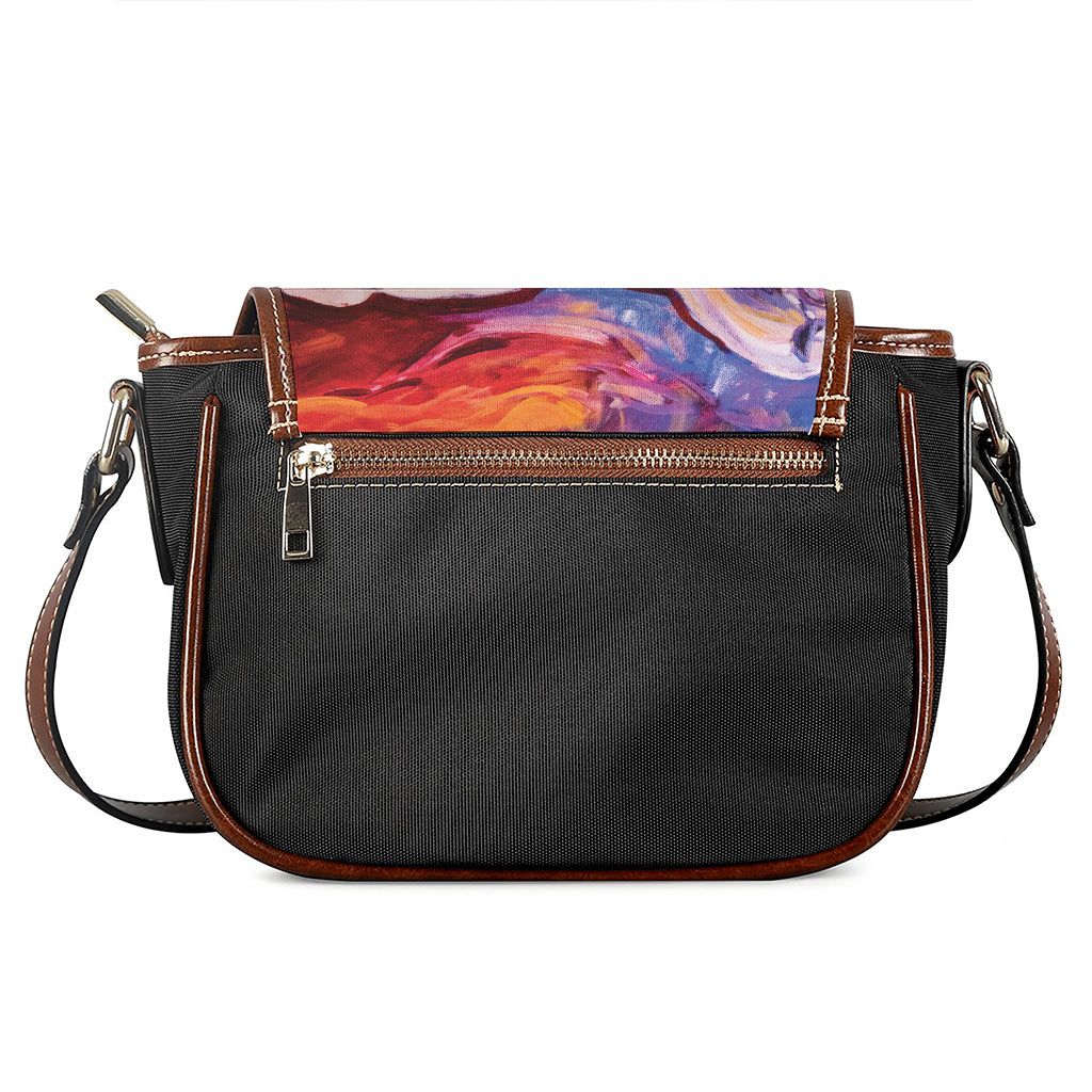 Colorful Horse Portrait Print Saddle Bag